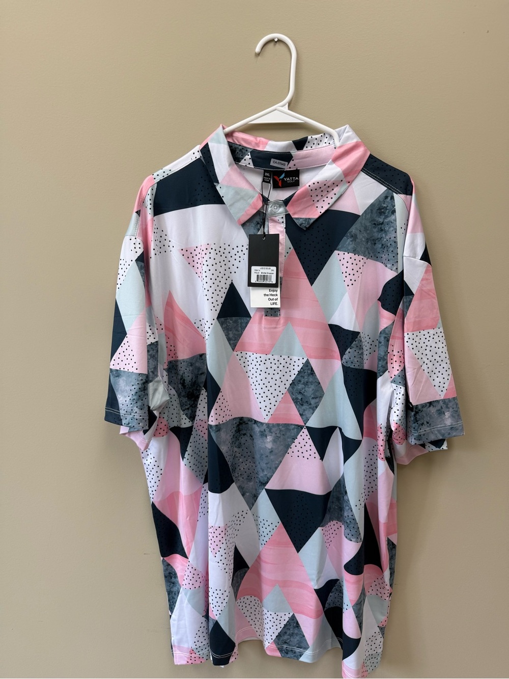 Men's Yatta Golf Polo Shirt - Pink & Black